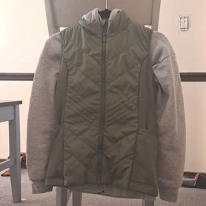 Combo Green vest with gray hoodie